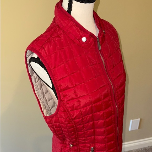 Olsen Europe Quilted Vest Red Sporty Design Classy Women's Size 10 - Picture 6 of 16